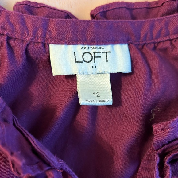 Ann Taylor Loft purple/plum button up cotton dress size 12 - Picture 5 of 9